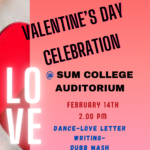 Lovestruck- Valentine’s Day celebration Feb- 14th 2.00 PM At SUM auditorium